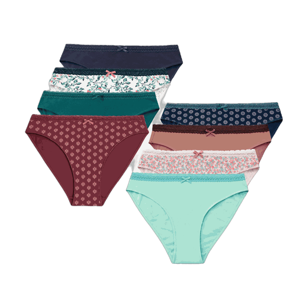 Cotton Bikini Panties (5-pack) - Lace Trim
